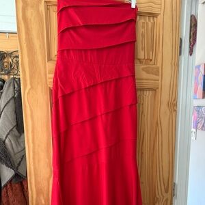 Elegant fire Engine Red Layered Women's Gown